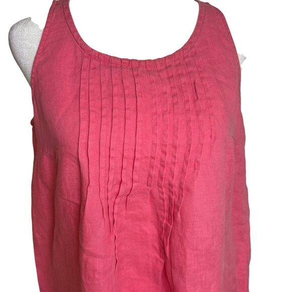 Garnet Hill Linen Dress Size 4 100% Linen Pink Pleated Sheath Sleeveless - Picture 2 of 8